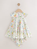 White Floral Baby Tiered Woven
Dress and Knickers Set 2 Piece