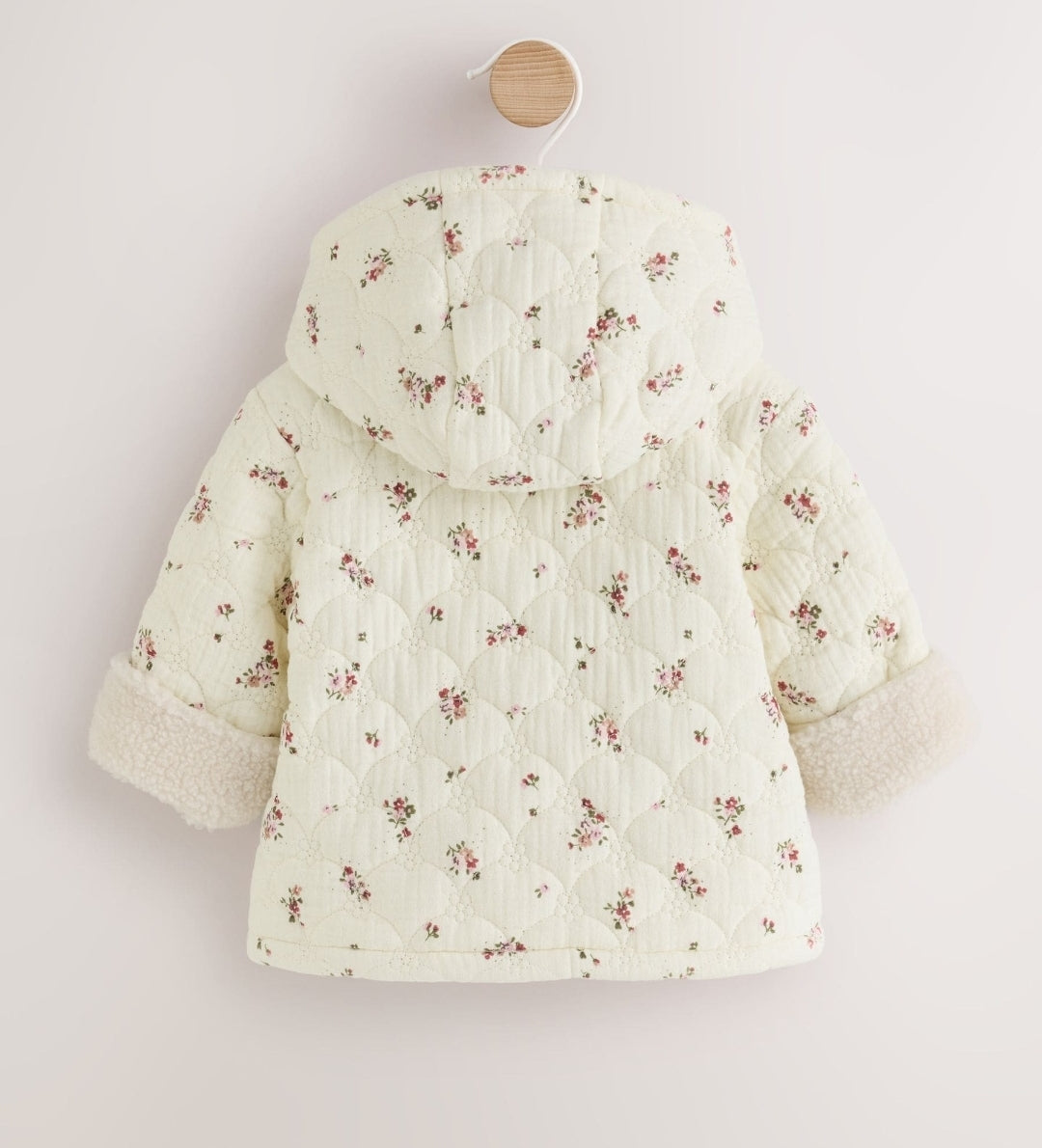 Ecru Floral Crinkle Popper Through Baby Jacket