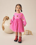 Bright Pink Christmas Long Sleeve
Sweat Mesh Dress