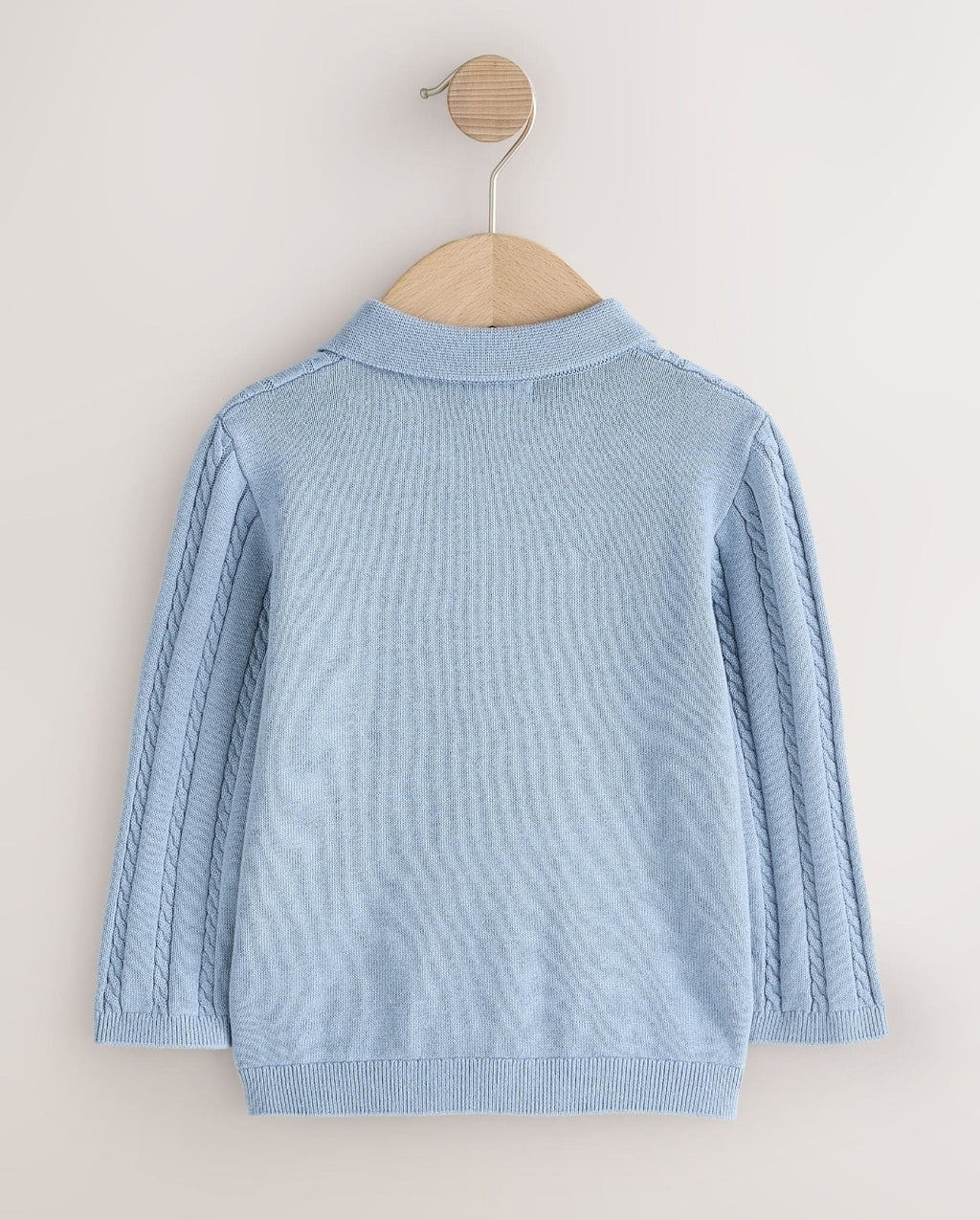 Blue Cable Knit Polo Shirt