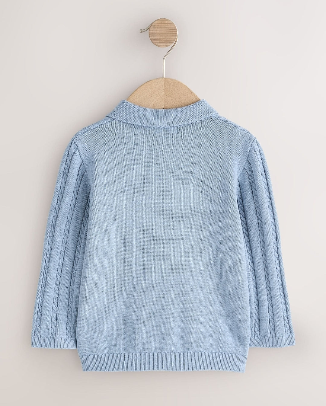 Blue Cable Knit Polo Shirt