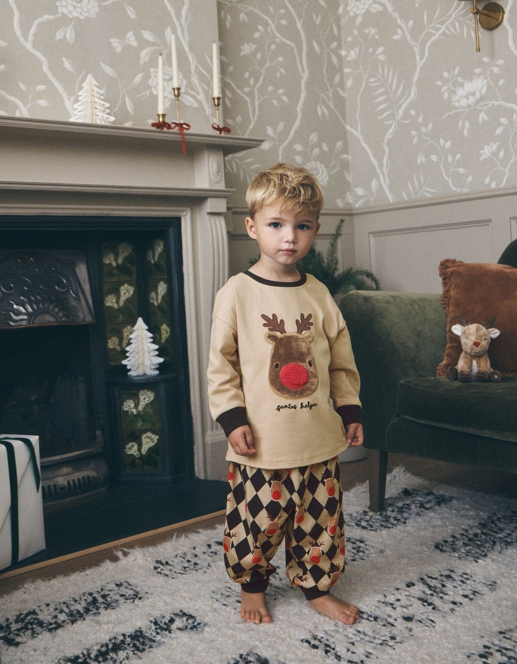 Oatmeal Rudolph Placement Christmas Pyjamas