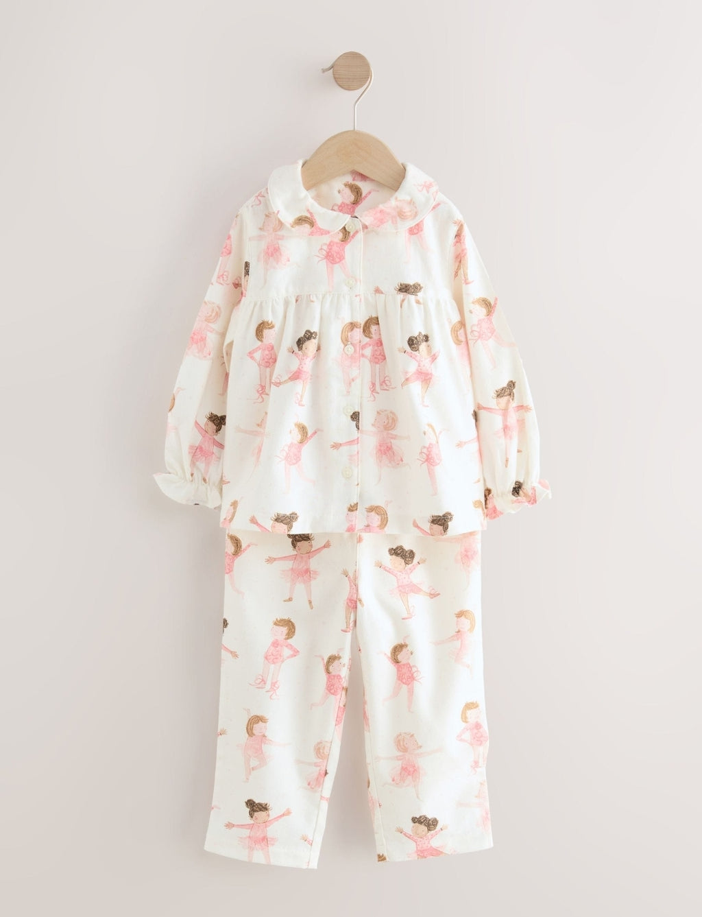 Ecru/Pink Ballerina Woven Button
Through Pyjamas