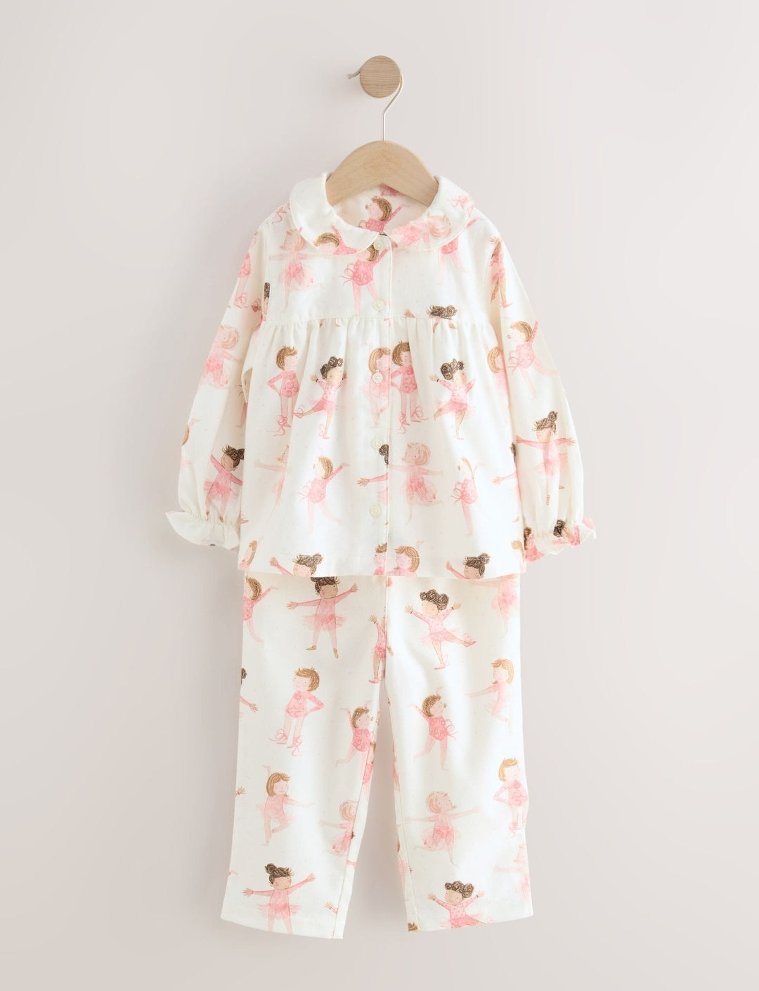 Ecru/Pink Ballerina Woven Button
Through Pyjamas