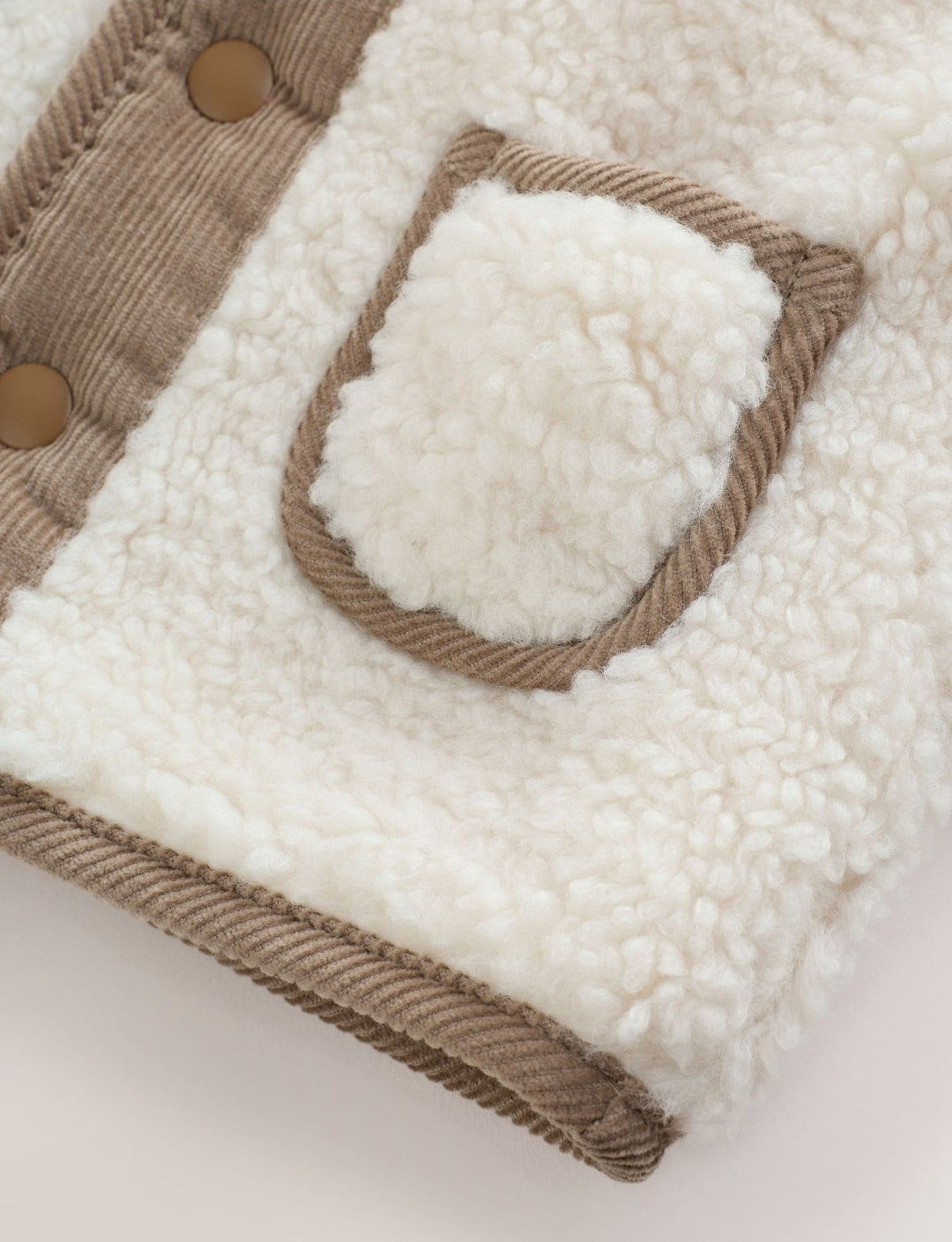 Cream Borg Hooded Baby Jacket