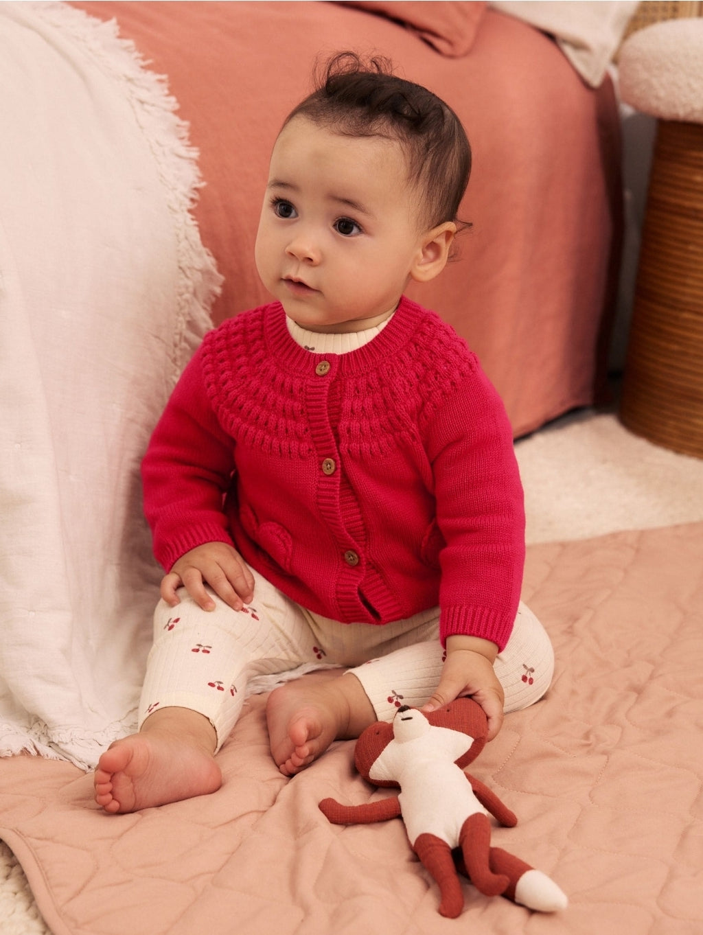 Red Heart Crochet Pocket Heart Pocket Button Through Baby