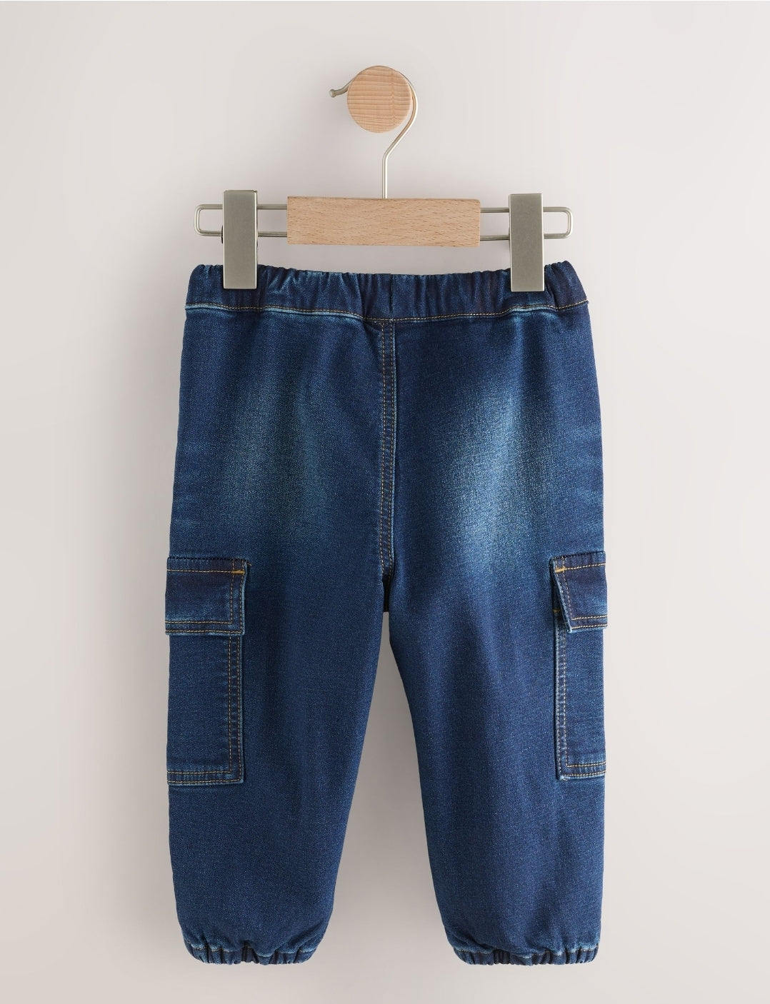 Dark Blue Comfort Stretch Wide Cargo Jeans