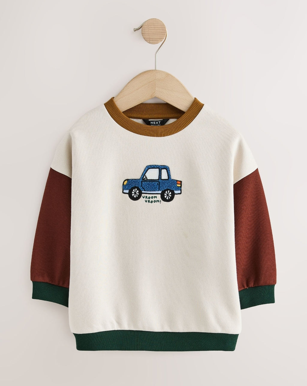 Colourblock Car Printed Crew Neck Sweat Top