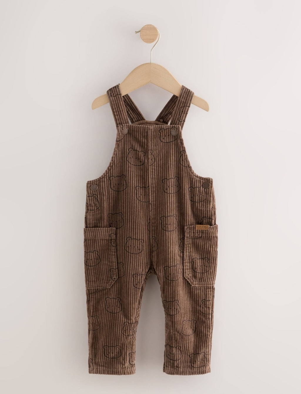 Brown Bear Print Corduroy Dungarees