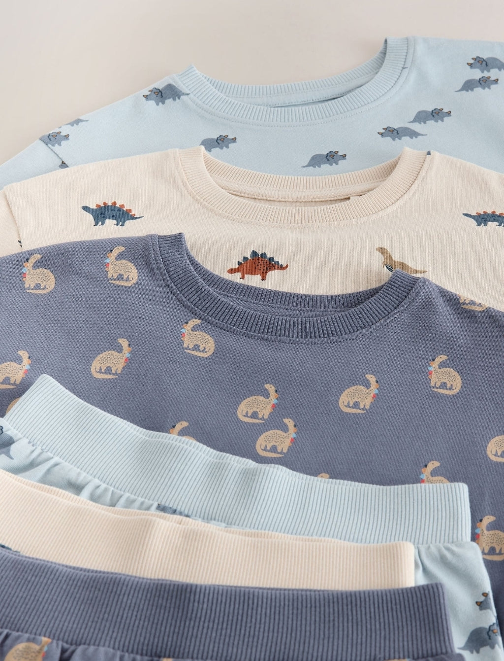 Blue/Ecru Dinosaur Short Pyjamas 3 pack
