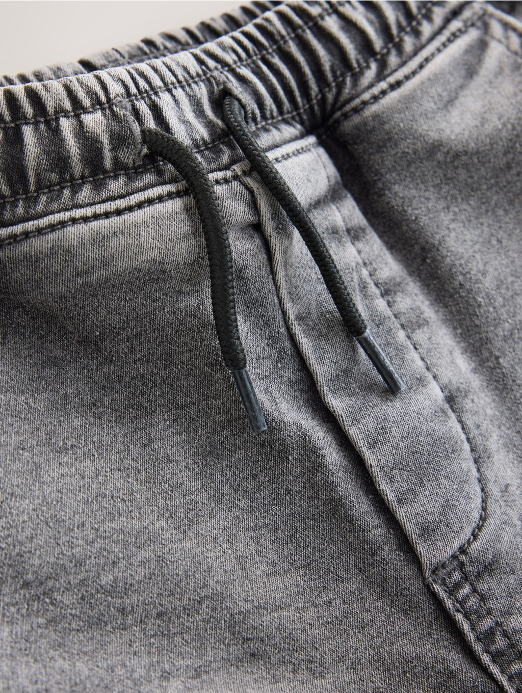 Grey Loose Fit Elasticated Waist Denim Cargos Jeans