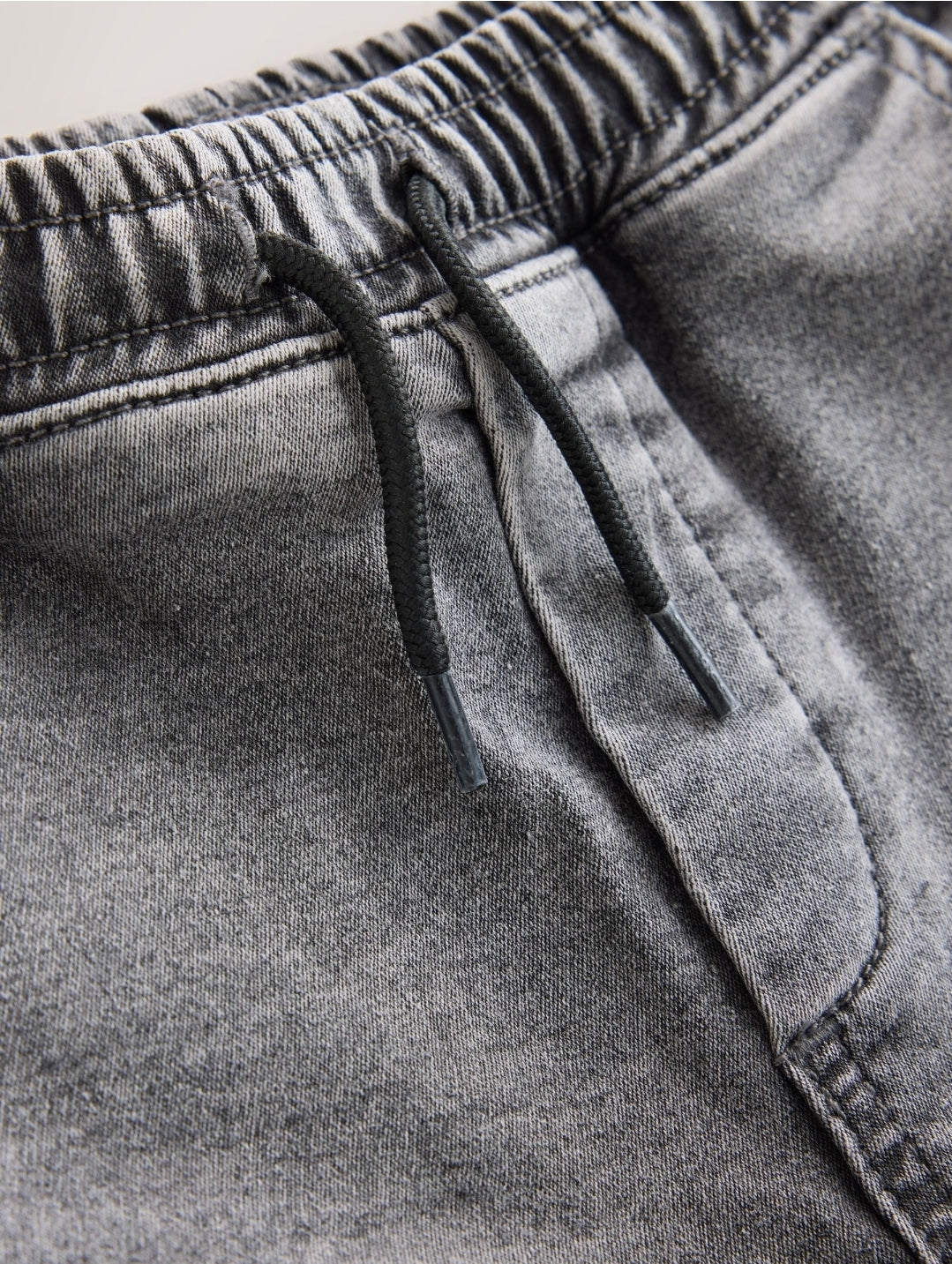 Grey Loose Fit Elasticated Waist Denim Cargos Jeans