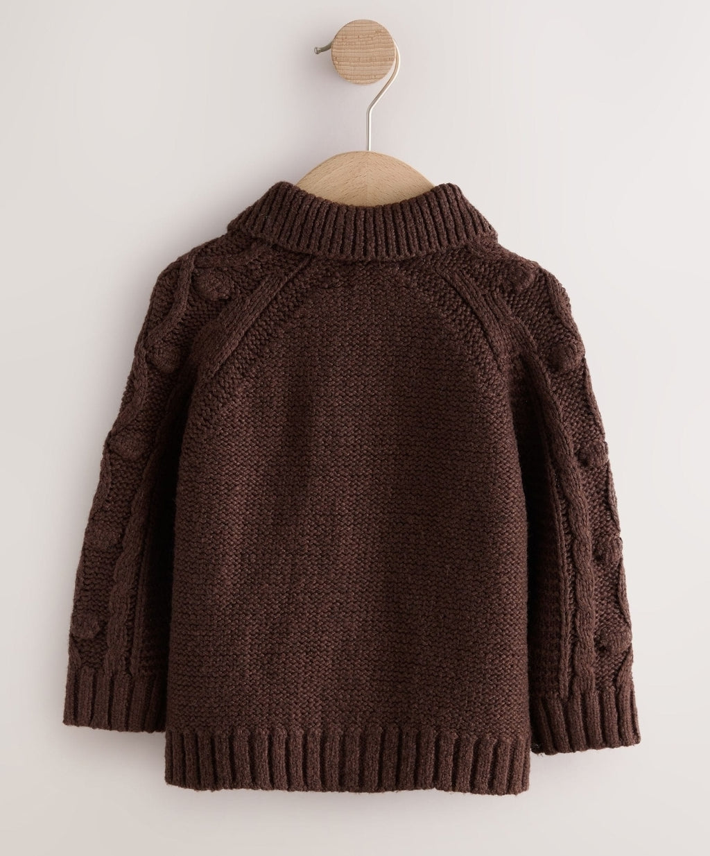 Chocolate Brown Chunky Bobble Cardigan