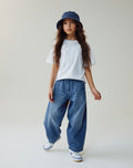 Dark Blue Barrel Jeans