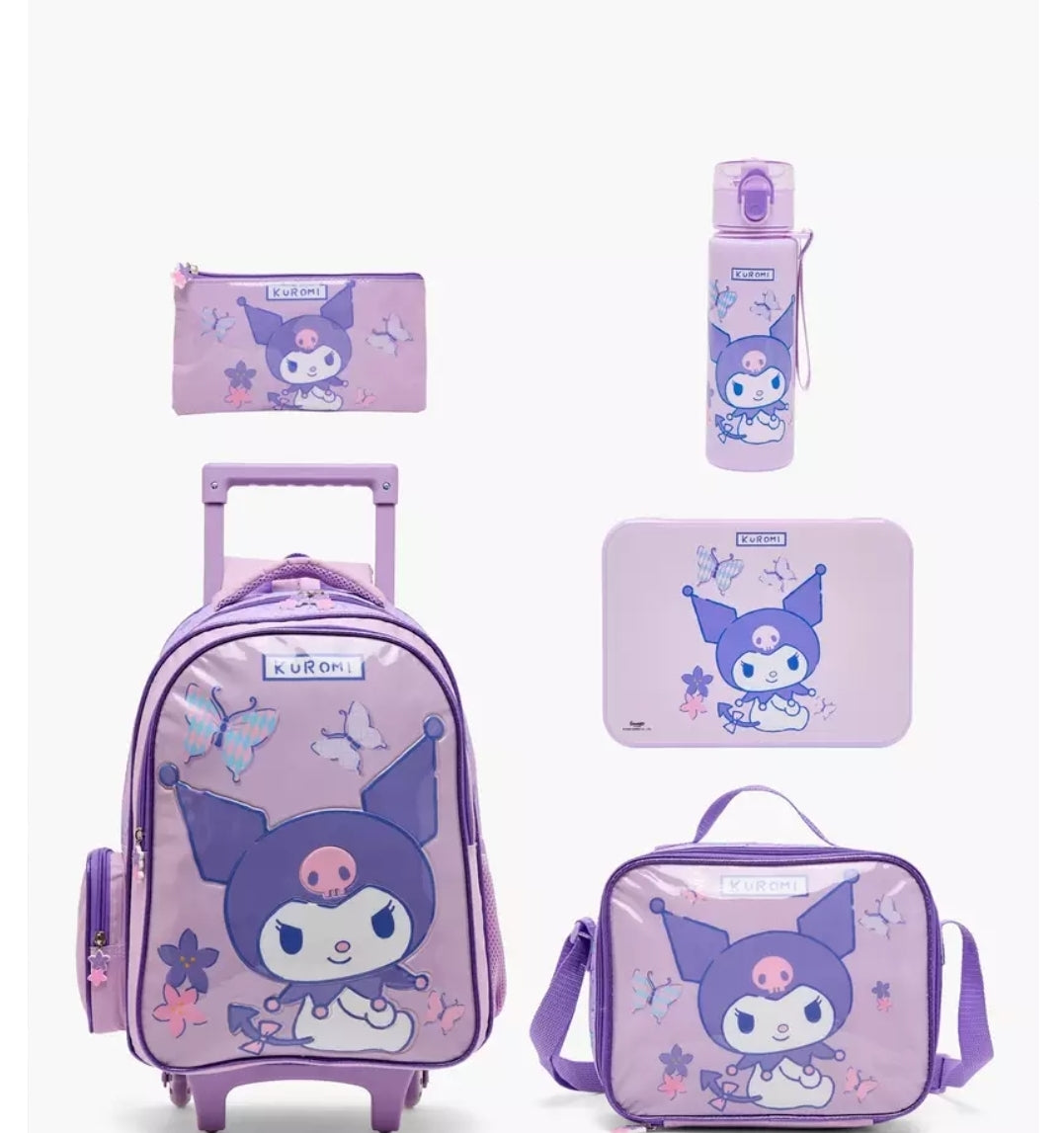 Sanrio Kuromi 5-Piece School Trolley Bag Set 16 inches