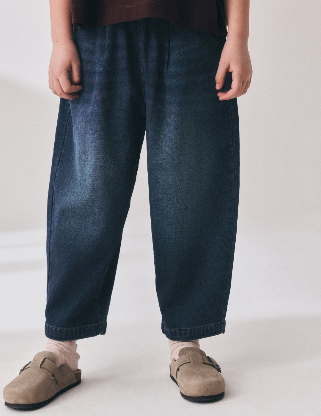 Dark Wash Jersey Denim Baggy Loose Fit Jeans