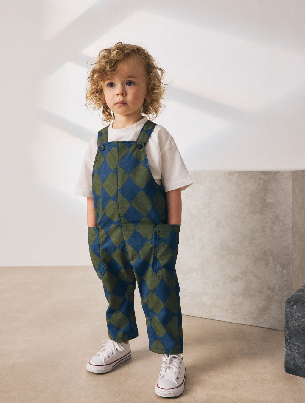 Green/Blue Harlequin Dungarees