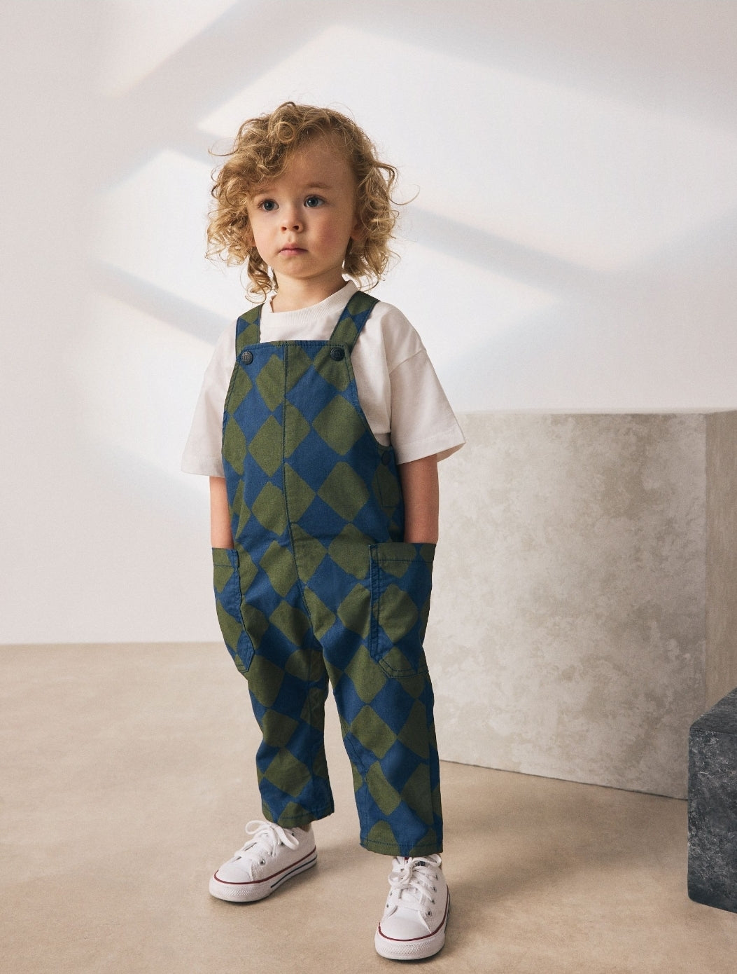 Green/Blue Harlequin Dungarees