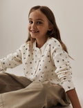 Ecru Ditsy Waffle Henley Top