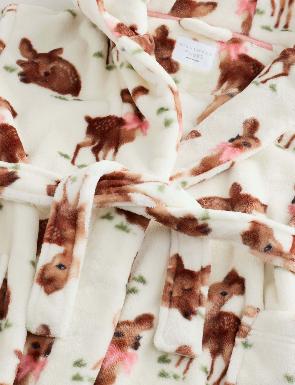 Ecru/Brown Fleece Dressing Gown