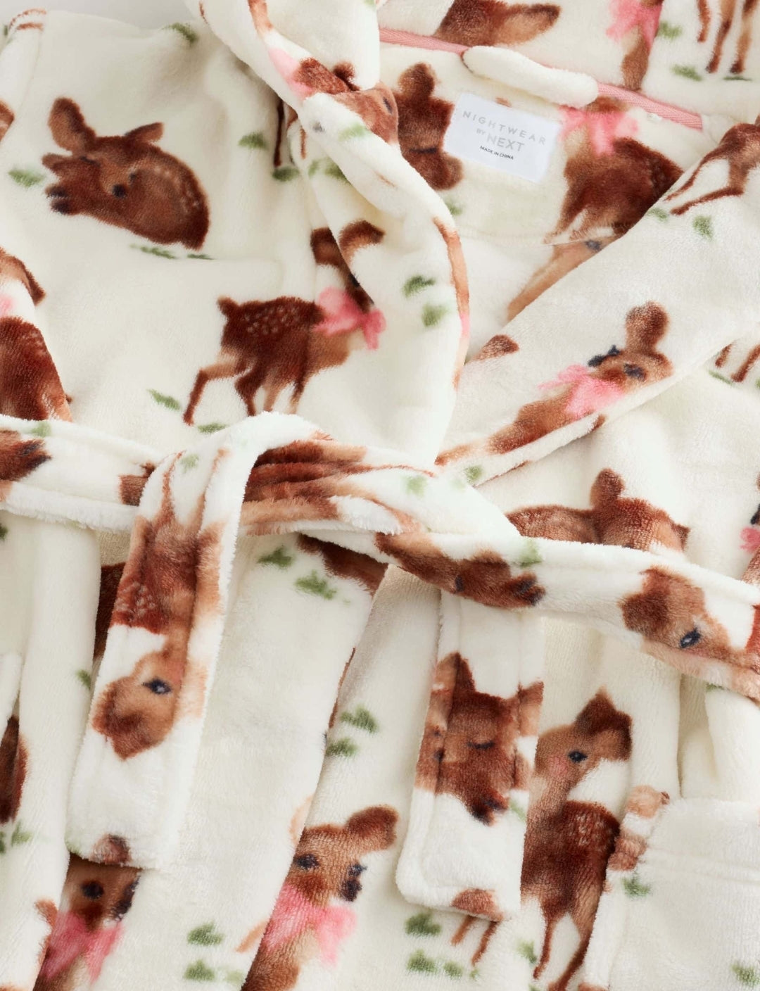 Ecru/Brown Fleece Dressing Gown