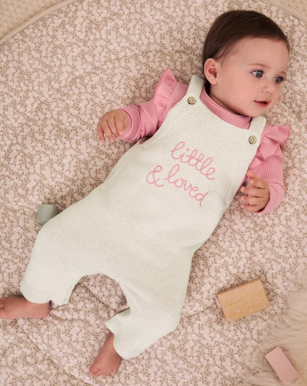 Embroidered Denim Dungarees and Long Sleeve Bodysuit Set