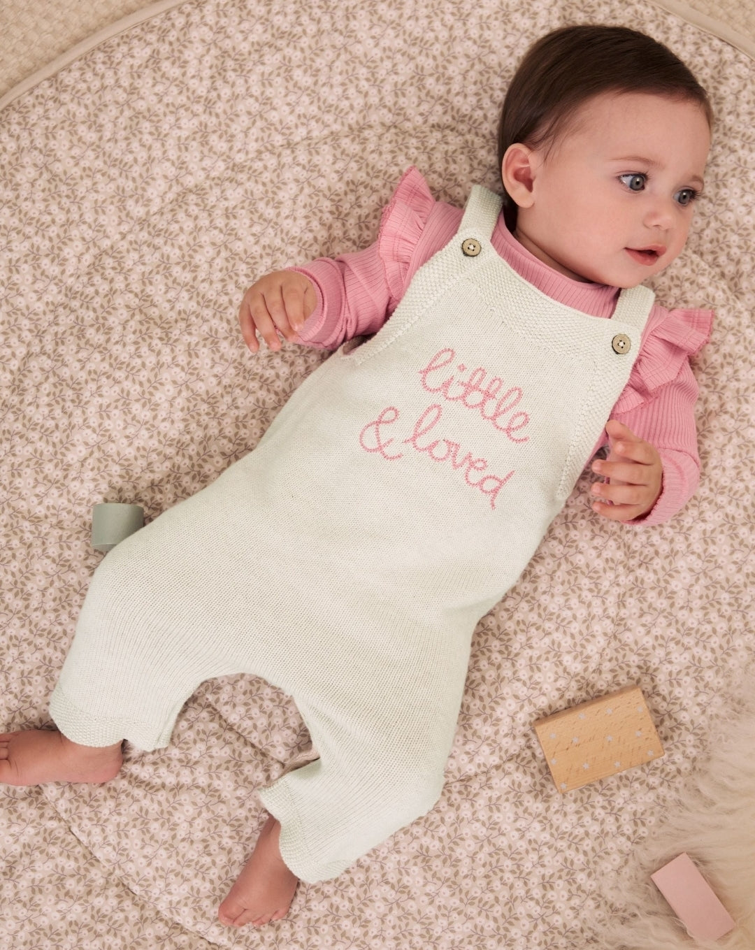 Embroidered Denim Dungarees and Long Sleeve Bodysuit Set