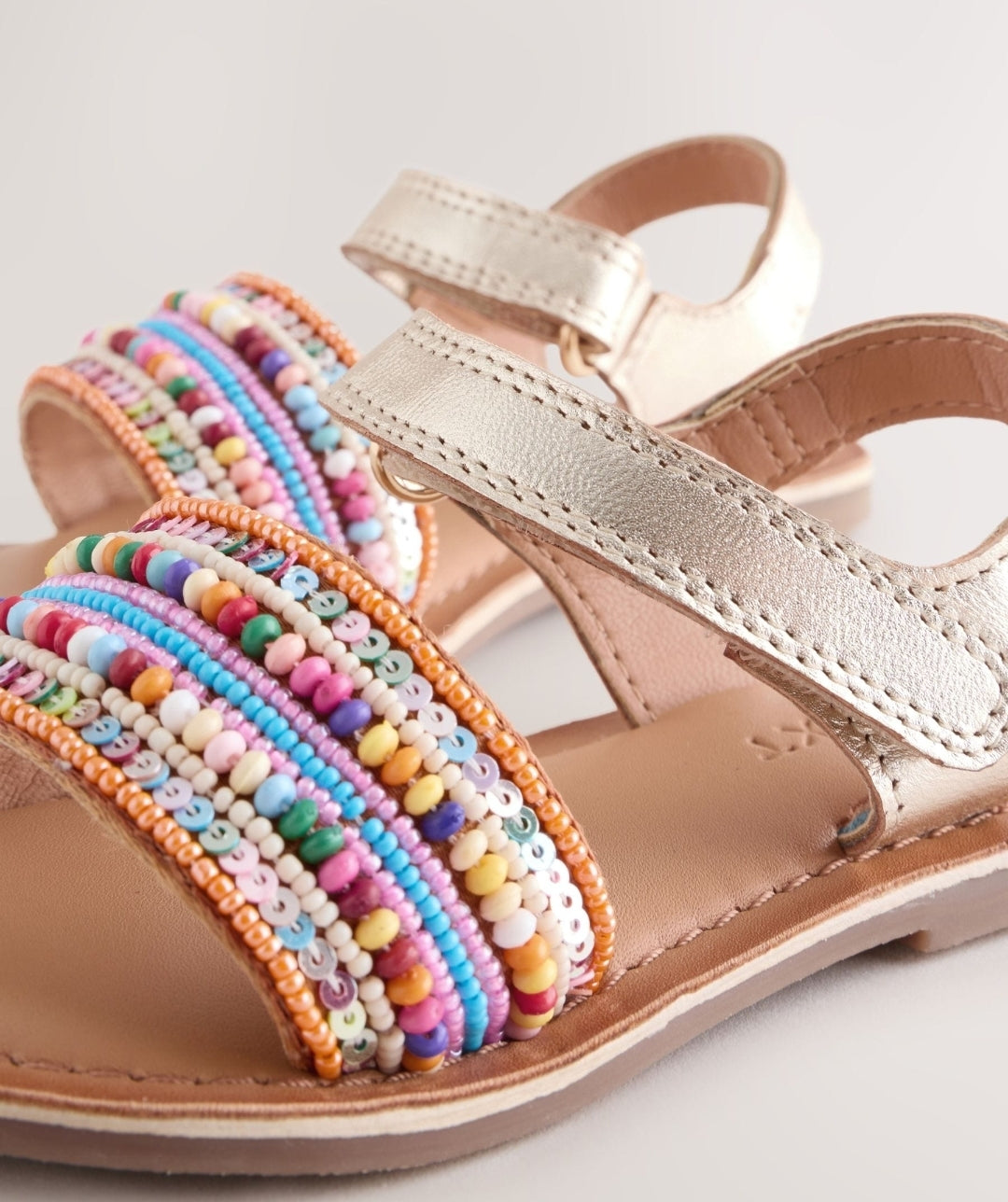 Multi Leather Touch Fastening Sandals