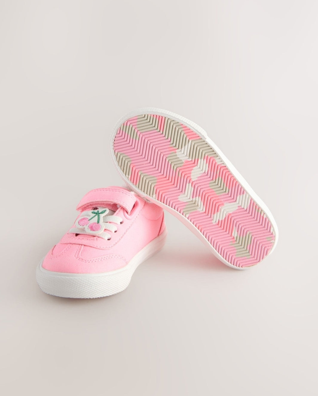 Pink Touch Fastening Elastic Lace Trainers