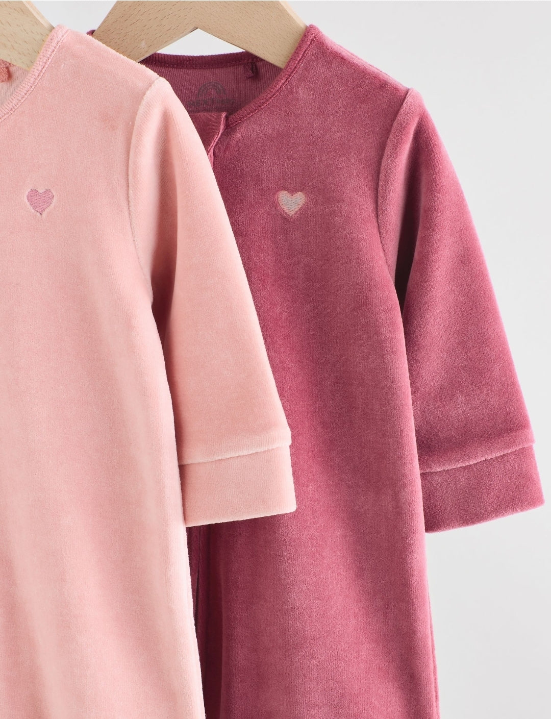 Pink Velour Baby Sleepsuits 2 Pack
