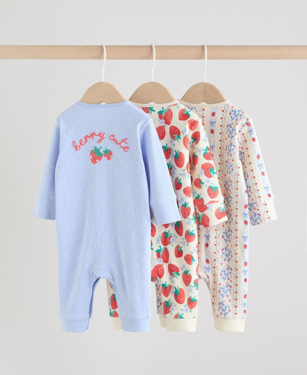 Blue Baby Strawberry Sleepsuit 3
Pack
