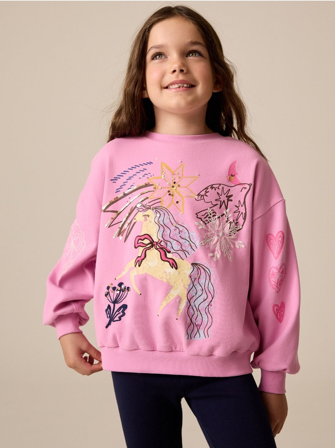 Pink Sequin Long Sleeve Wrap Back Top