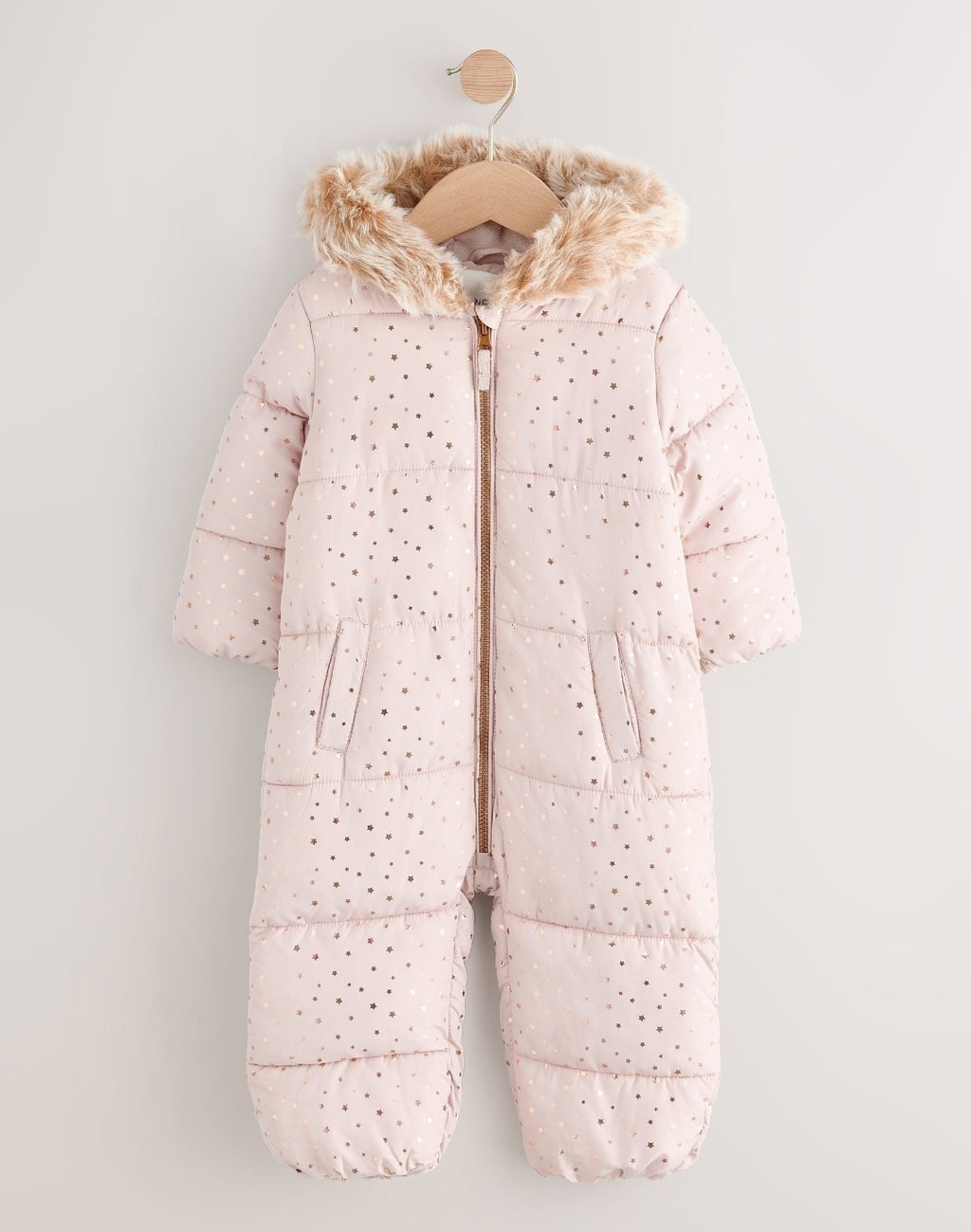 Light Pink Star Print Shower Resistant Snowsuit