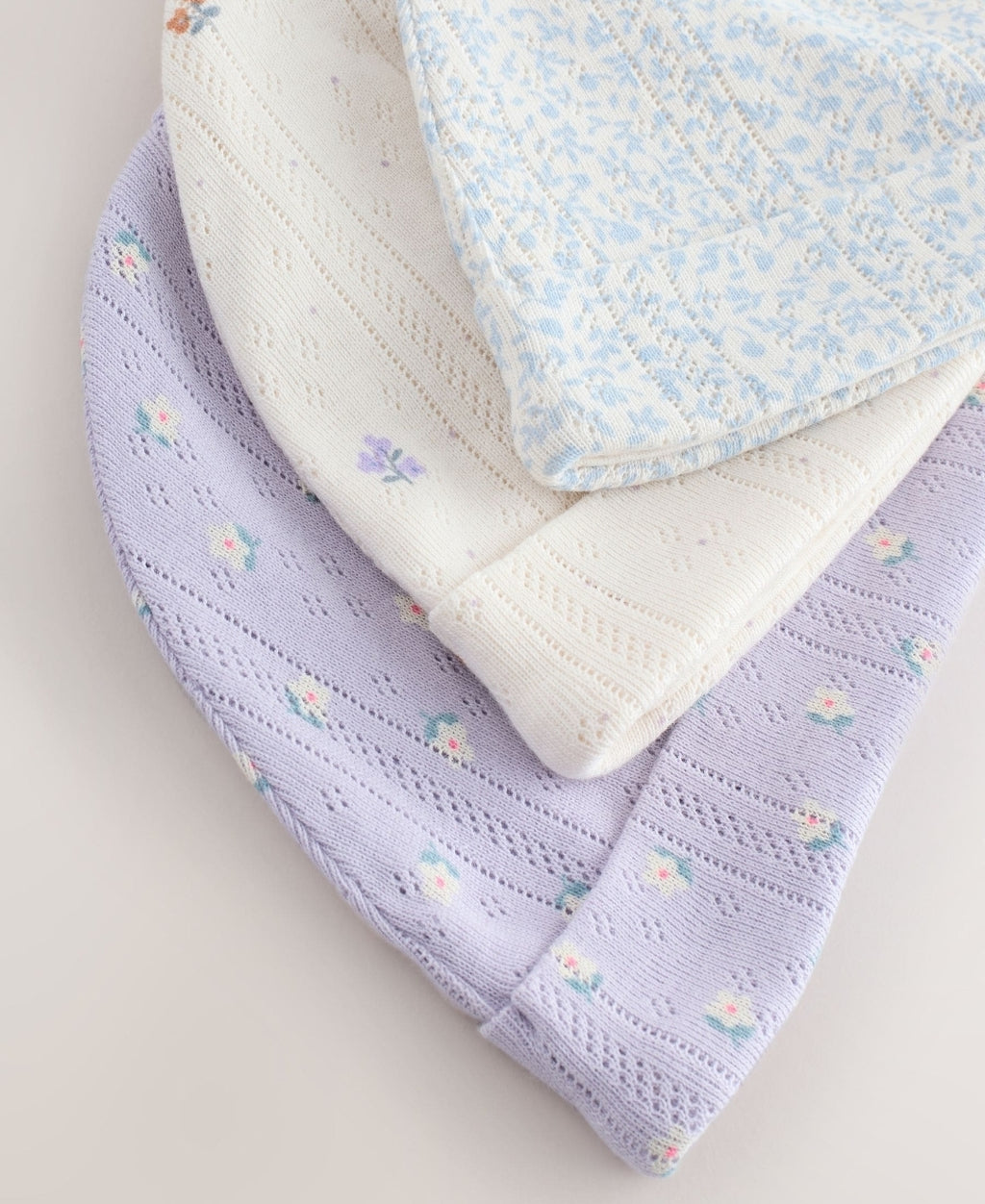 Multi Pointelle Baby Beanies 3 Pack