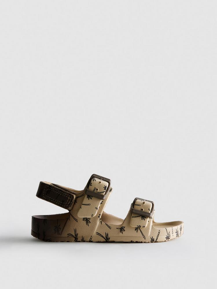 Printed Double Buckle Strap Sandals