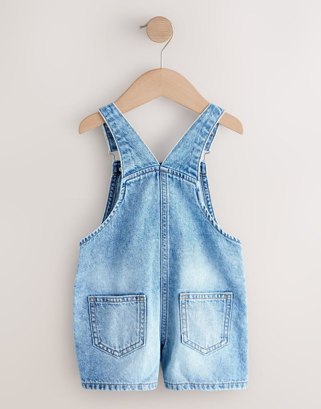 Mid Blue Plain Denim Dungarees