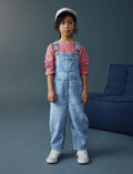 Mid Blue Daisy Printed Dungaree