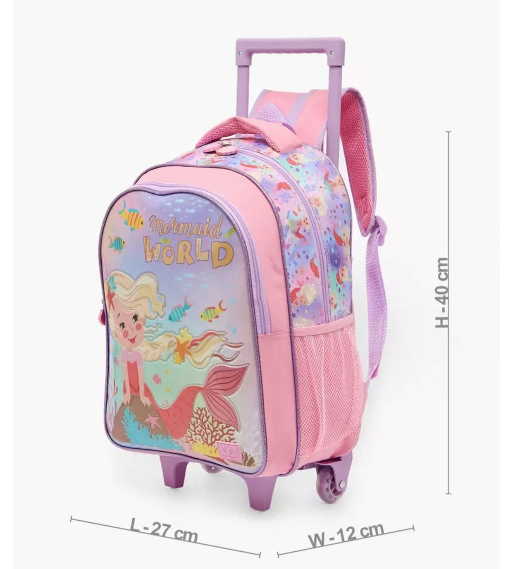 Mermaid 5-Piece School Trolley Bag Set 16 inches