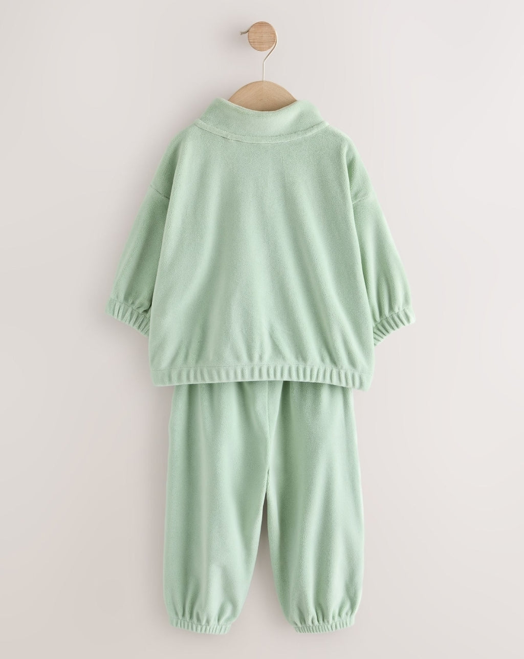Green Fleece Half Zip Top and Barrel Trousers Set