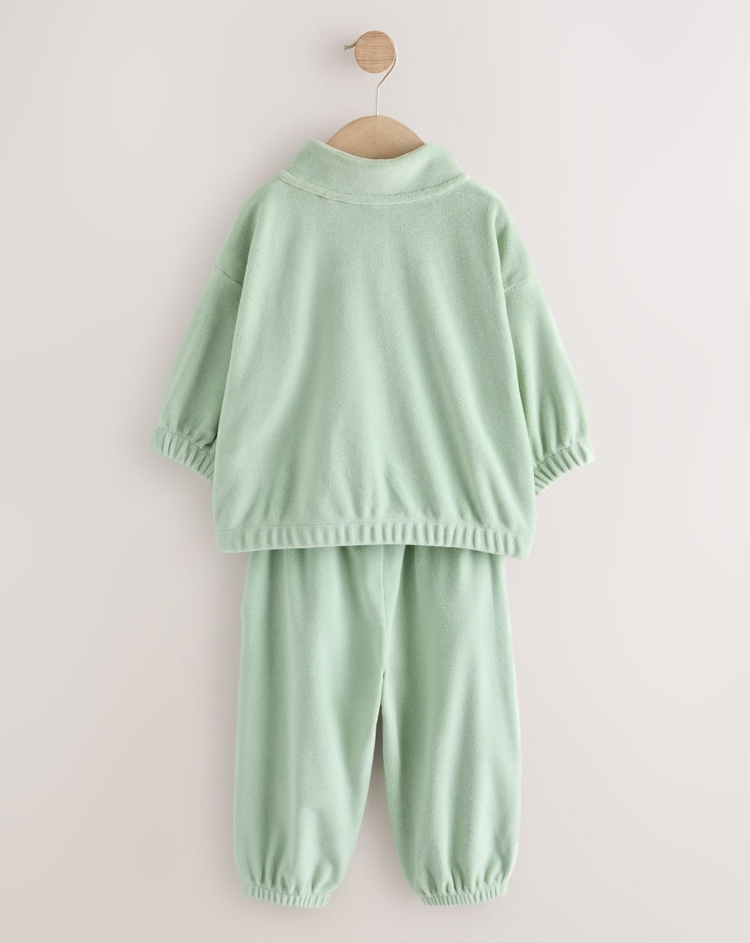 Green Fleece Half Zip Top and Barrel Trousers Set