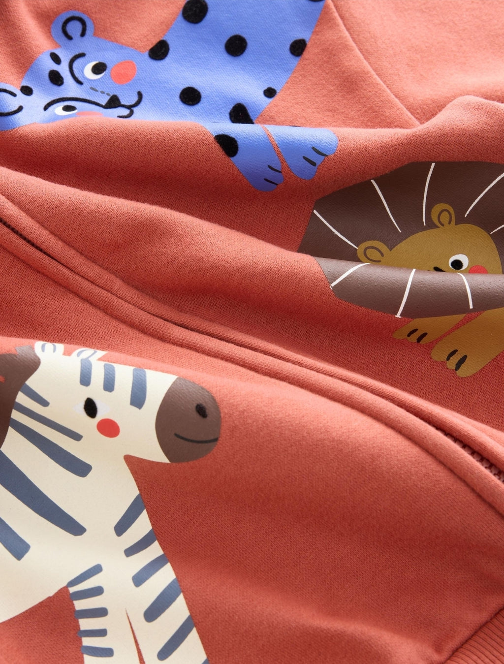 Tan Brown Printed Zip Up Hoodie