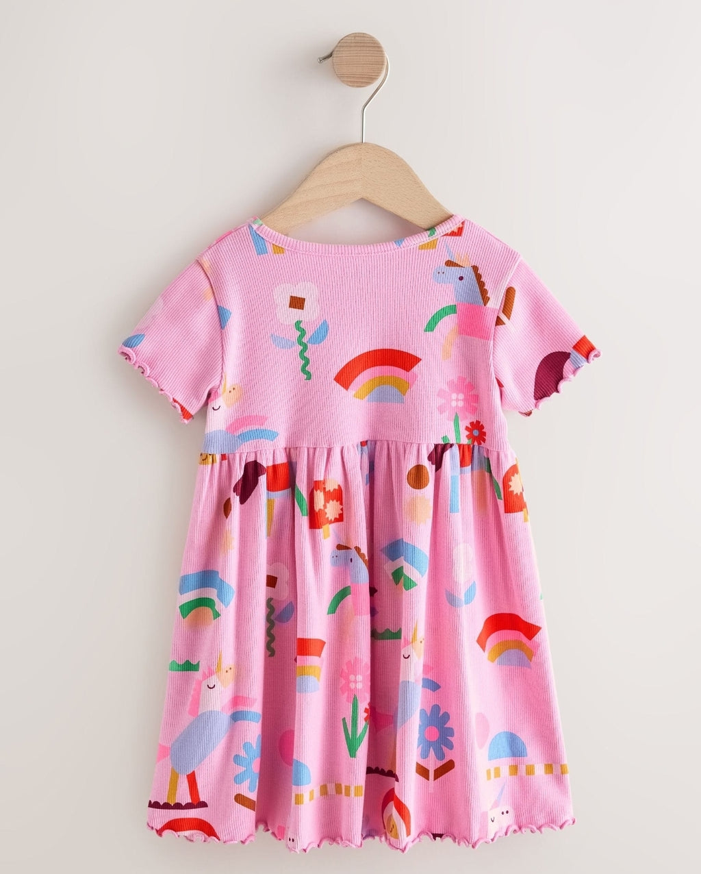 Pink Unicorn Short Sleeve Ribbed
Dress