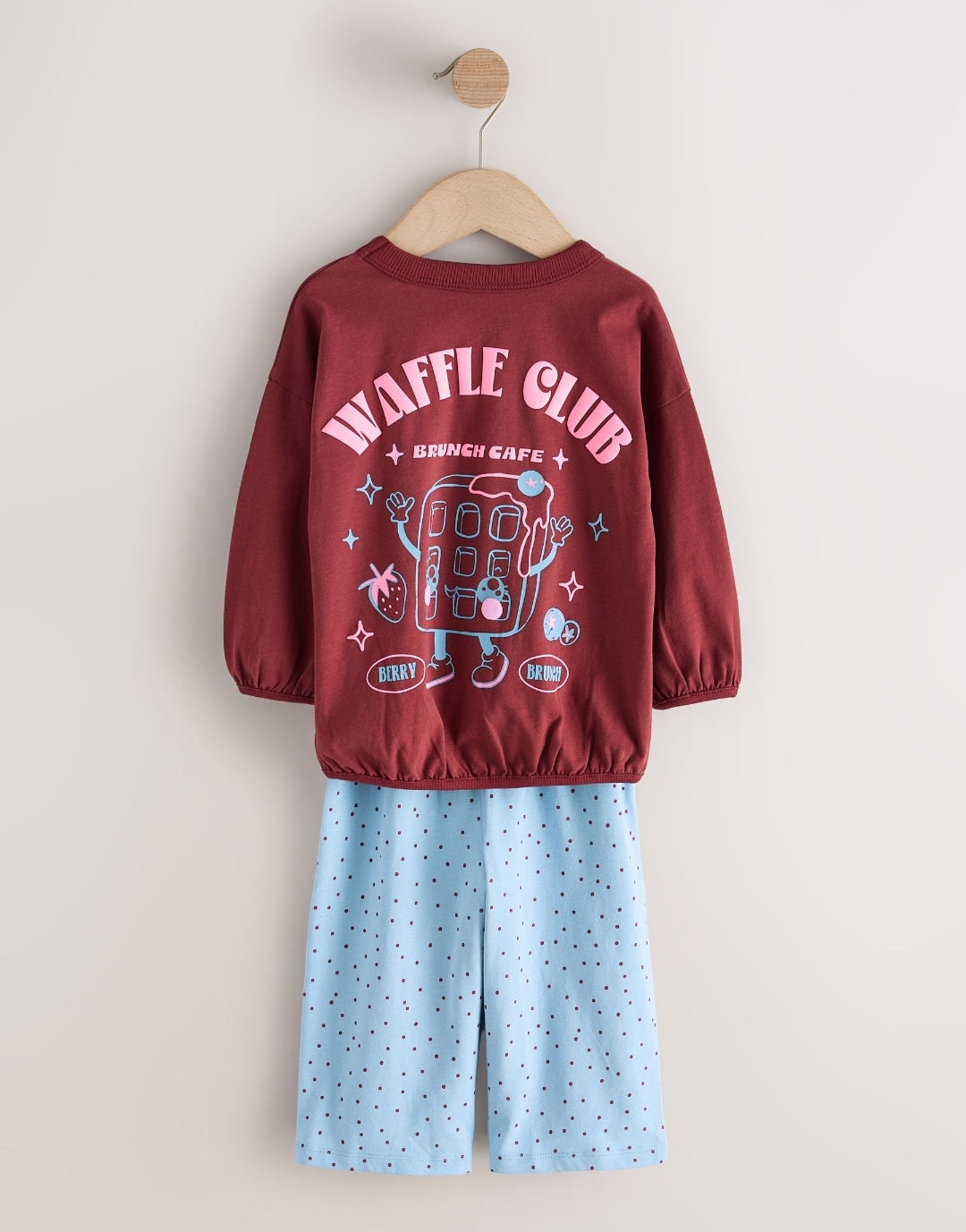 Pink/ Brown Graphic Top Wide Leg Pyjamas 3 Pack