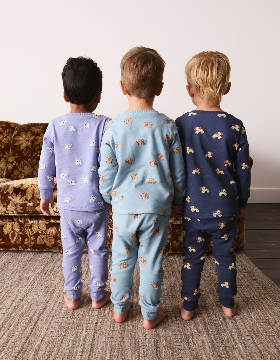 Blue/Green/Navy Animal Mini Print Snuggle Pyjamas 3 Pack