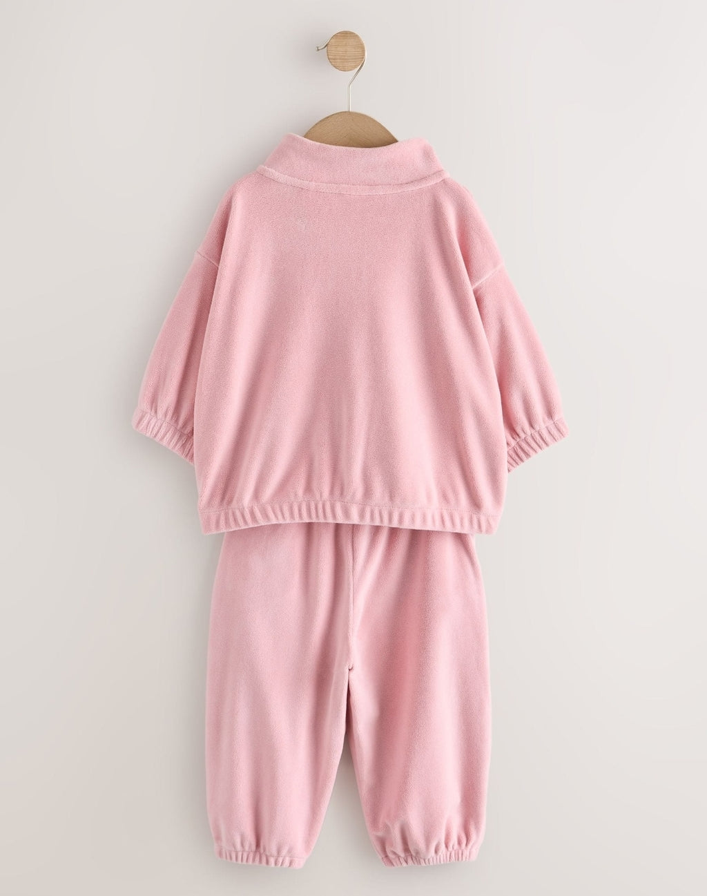 Pale Pink Fleece Half Zip Top and Barrel Trousers Set