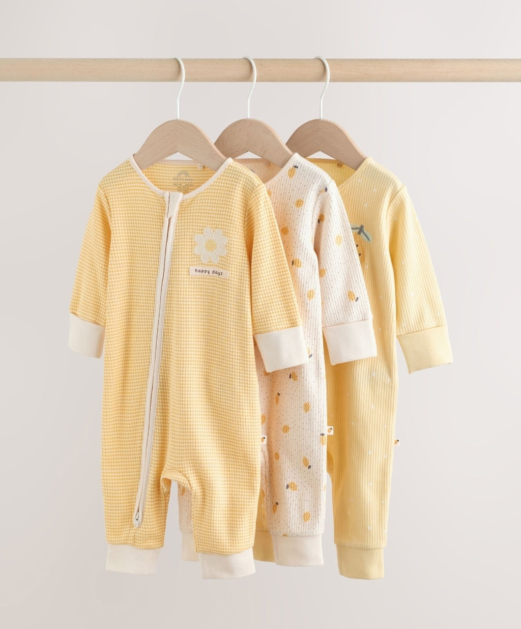 Yellow Baby Sleepsuits 3 Pack