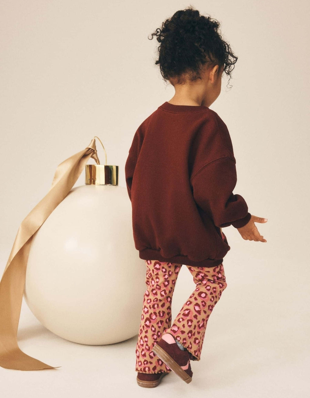 Pink Christmas Leopard Sweatshirt and Flare Leggings Set