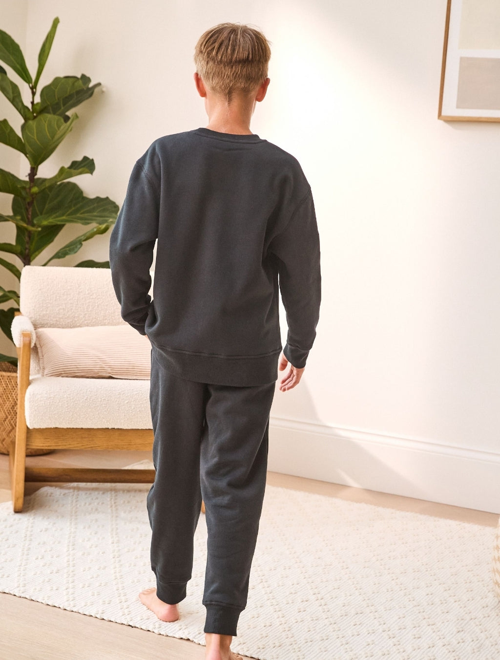 Black Single Cosy Fleece Pyjamas