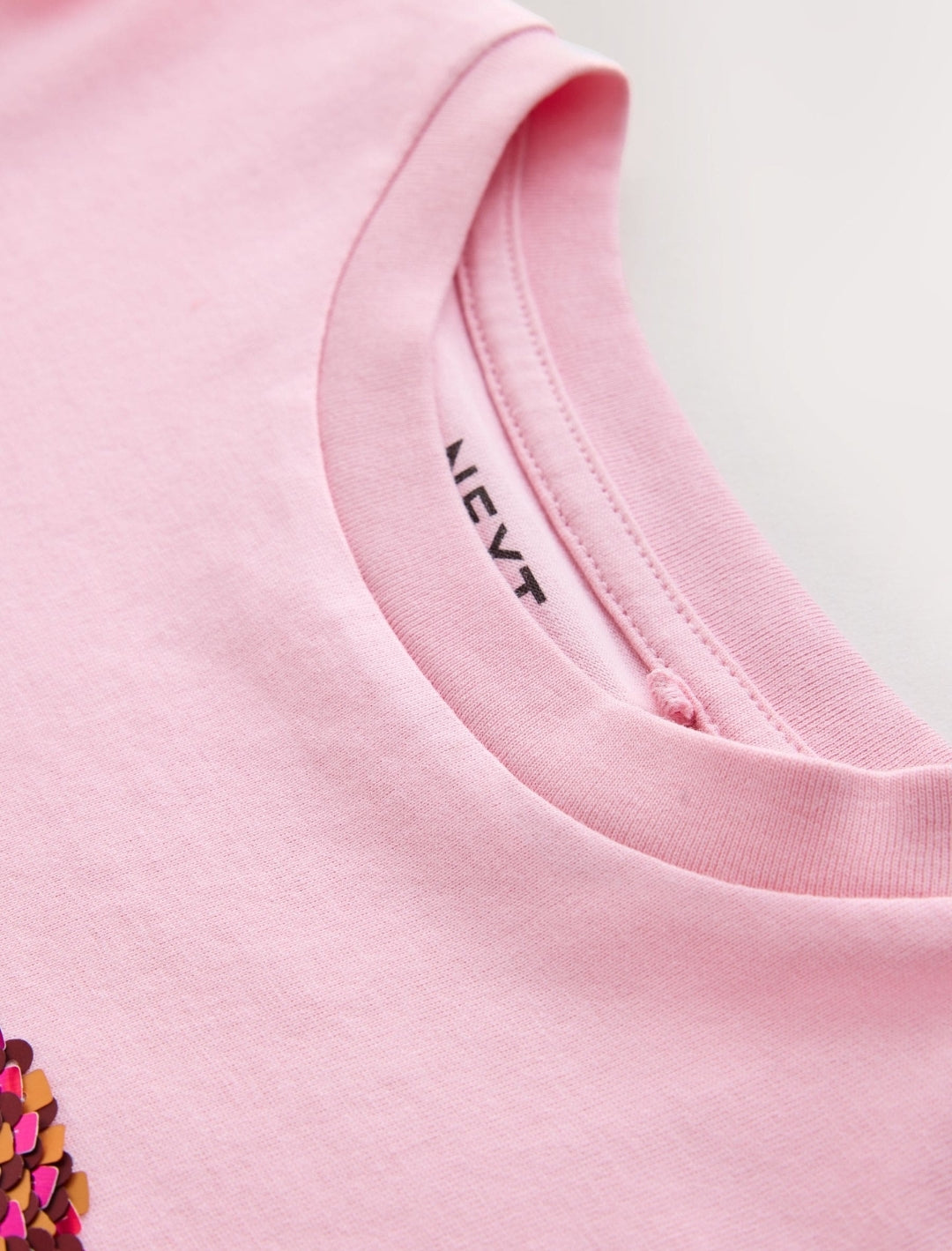 Pink Long Sleeve Sequin Heart Top