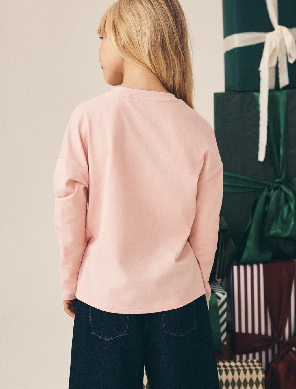 Pink Christmas House Sequin Long Sleeve Top